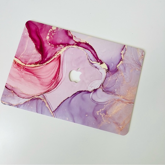 MacBook Air 13 Inch Pink & Purple Crystal Marbled Hard Case & Keyboard Protector - Picture 2 of 9